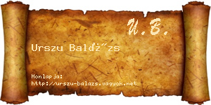 Urszu Balázs névjegykártya